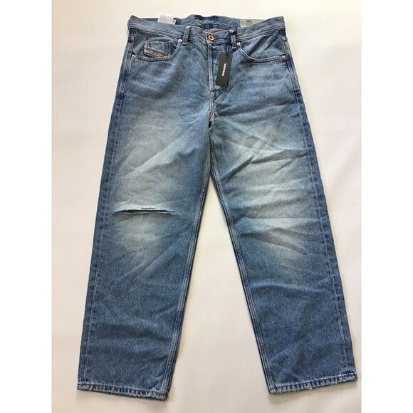 $298 Diesel Men’s Dagh Relax Regular Straight Destroy Jeans 0076J Blue Size W32 - Picture 5 of 12